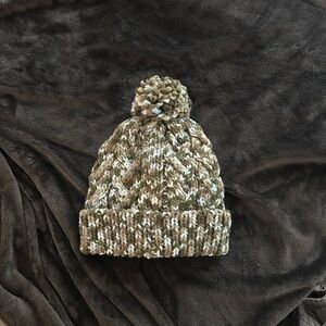 Columbia Green and Cream Knit Beanie with Pom-Pom